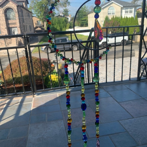 Colorful Handmade Beaded Crescent Moon Sun Catcher - Picture 8 of 12